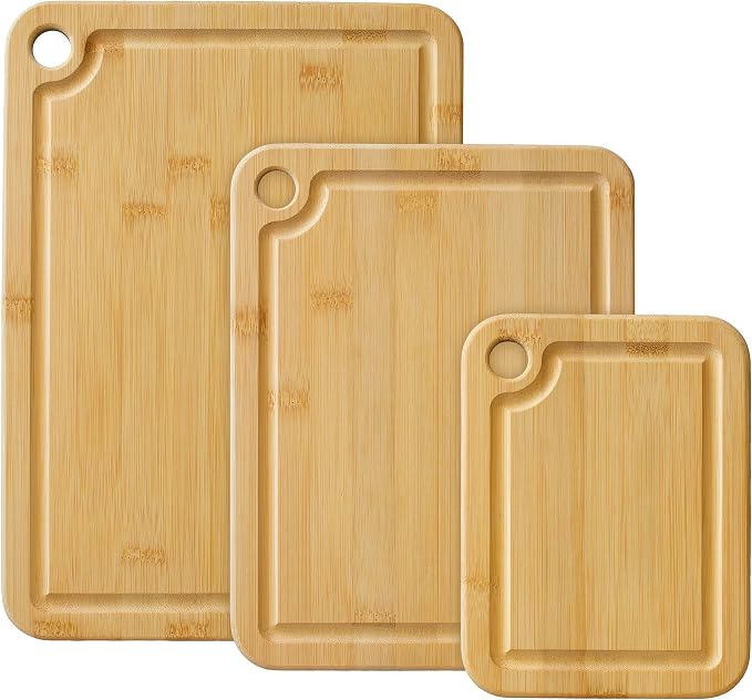 Totally Bamboo Cutting Boards for Kitchen with Juice Groove, Set of 3 – Bamboo Wood Cutting Board Set in Small, Medium & Large Sizes