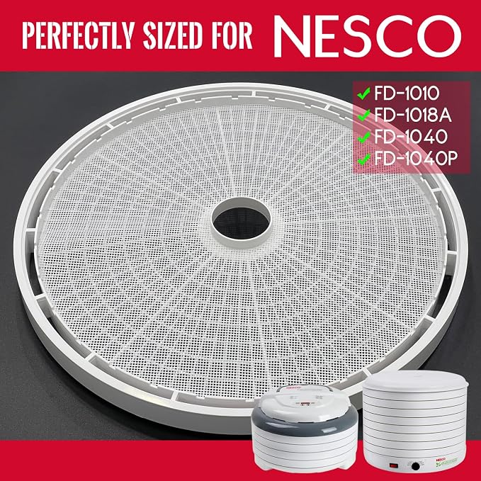 GUCUJI Round Silicone Dehydrator Sheets for NESCO FD-1010 FD-1018A FD-1040 FD-1040P, Non-Stick BPA Free, Pack of 8 (Premium Reusable Food Dehydrator Mesh Mats)