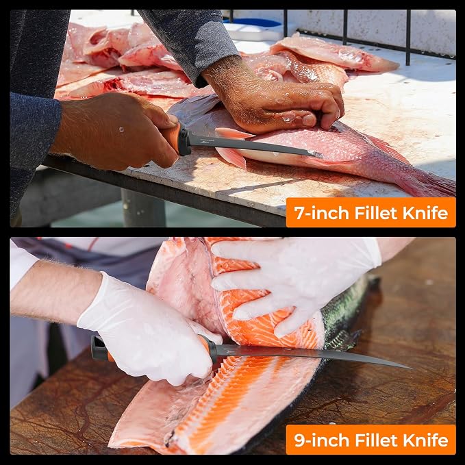 KastKing Paradox Fishing Fillet Knife Kit, 7" and 9" | G4116 German Stainless Steel, Non-Slip Handles, Corrosion-Resistant, Sheath Included, Fresh & Saltwater, Great Fishing Gifts