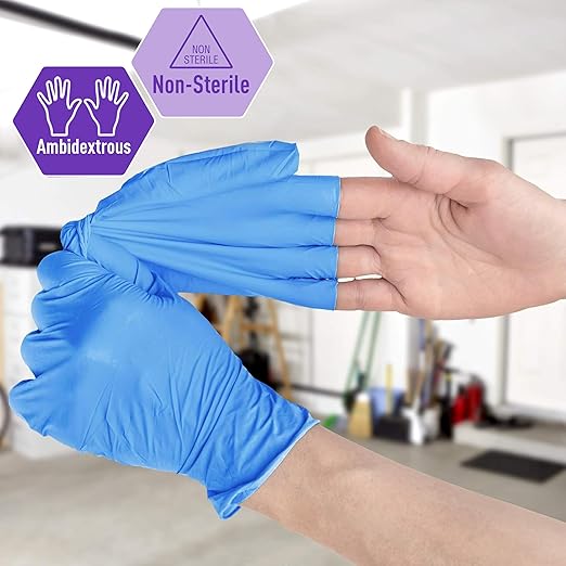 MED PRIDE Nitrile/Vinyl Blend Exam Gloves,Powder-Free,Blue,Small,100-Count