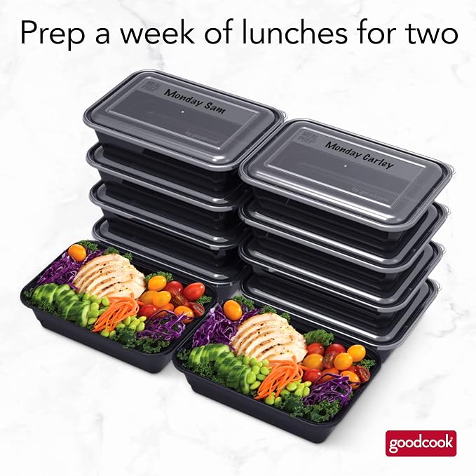GoodCook Meal Prep Containers, Single Compartment 10-Pack | BPA-Free Reusable Food Storage, Microwave & Freezer Safe, Stackable Meal Prep Containers for Lunches and Snacks