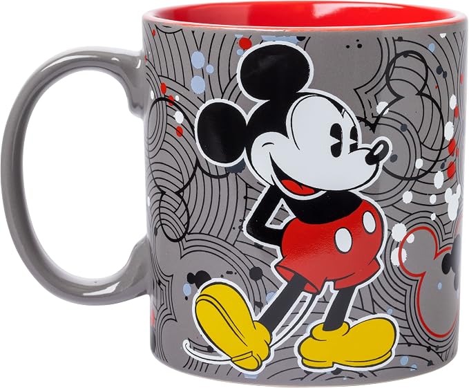 Silver Buffalo Disney Mickey Mouse Pattern Vintage Ceramic Coffee Mug, 20 Ounces