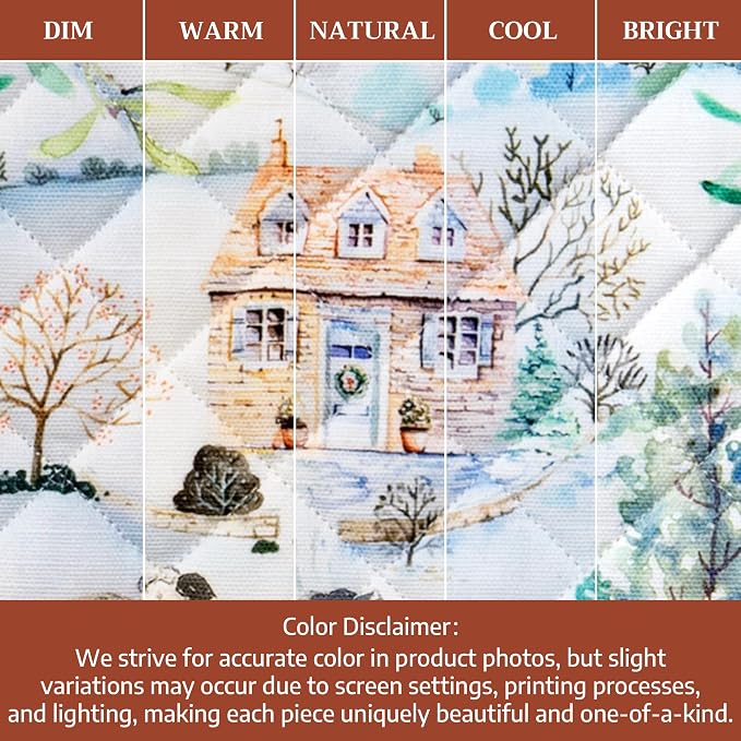 Maison d' Hermine Pot Holders 100% Cotton Potholders (8" x 8", Pack of 2) | Heat Resistant Hot Pads with Loop BBQ Cooking Baking Hotel Kitchen Handling Hot Pans Thanksgiving Christmas - Snowy World