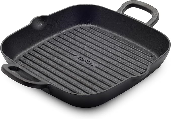 GreenPan x Bobby Flay 11" Pre-Seasoned Cast Iron Square Grill Pan | Natural Nonstick with Use, Heavy Duty, Induction & All Stovetop Compatible, High Heat & Oven Safe, Indoor/Outdoor