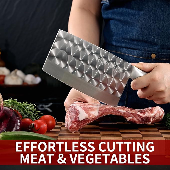 SHI BA ZI ZUO Meat Cleaver Knife, Heavy Duty Cleaver Bone Cleavers Professional Kitchen Vegetable Knife for Effortless Precision Slicing and Chopping