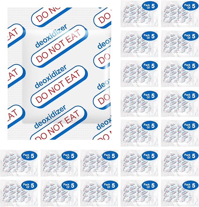 500cc Oxygen Absorbers for Food Storage - 100 Count (20x Packs of 5) - for Long Term Food Storage & Survival, Mylar Bags, Canning, Harvest Right Freeze Dryer, Dehydrated, and Preserved Foods