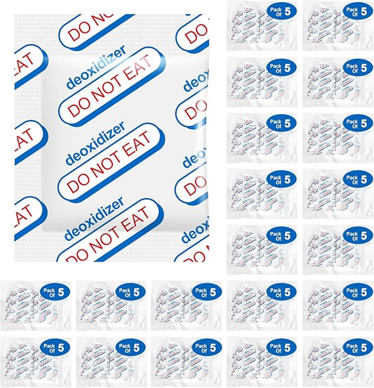 500cc Oxygen Absorbers for Food Storage - 100 Count (20x Packs of 5) - for Long Term Food Storage & Survival, Mylar Bags, Canning, Harvest Right Freeze Dryer, Dehydrated, and Preserved Foods