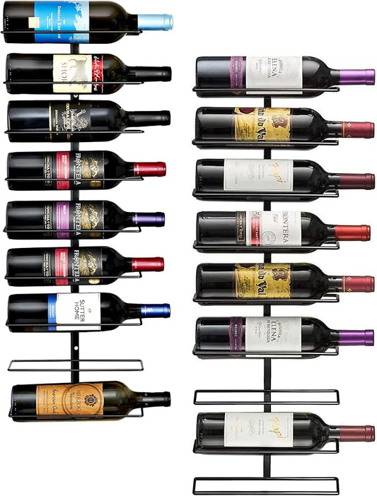Sorbus Wall Mount Wine Rack 2-Pack – Holds 9 Bottles Each – Black Metal Wine Bottle Holders for Wall, Modern Wine Rack for Home Bar, Kitchen