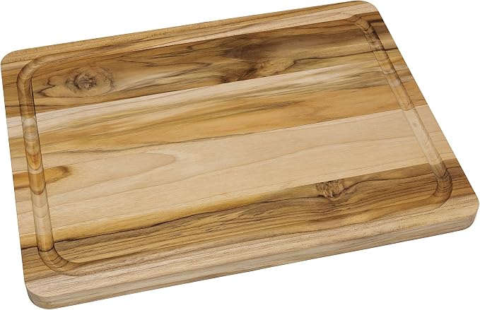 Lipper International Teak Wood Edge Grain Kitchen Cutting and Serving Board, Large, 16" x 12" x 3/4"