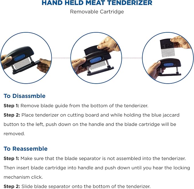 Jaccard JCS 15-Blade Meat Tenderizer, Simply Better Meat Tenderizer, Stainless Steel Columns/ Removable Cartridge, NSF Approved, Black