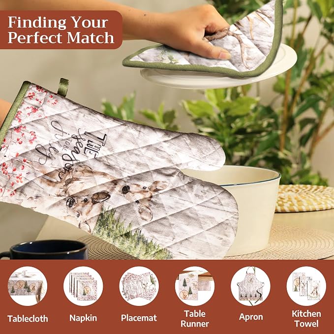 Maison d' Hermine Pot Holders 100% Cotton Potholders (8" x 8", Pack of 1) | Heat Resistant Hot Pads with Loop BBQ Cooking Baking Hotel Kitchen Handling Hot Pans Thanksgiving Christmas - Mountain Life