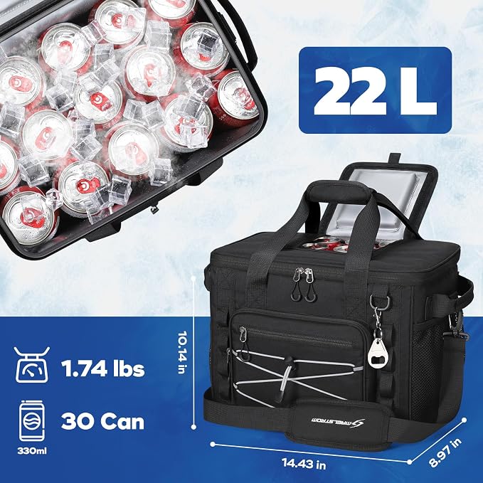 Maelstrom 30/40 Can Soft Cooler Bag, Leakproof Insulated Ice Chest | 24h Cold (With Ice), 5-Layer Insulation, Multi-Pockets ,Lightweight,Perfect For Camping, Beach, Hiking, Kayaking, Road Trips