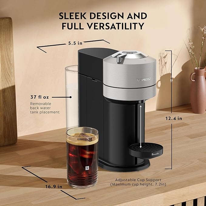 Nespresso Vertuo Next Coffee and Espresso Maker by Breville, Light Grey