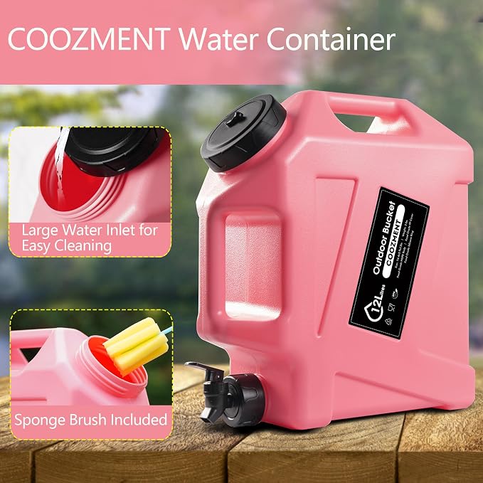 COOZMENT 3.2 Gallon/5 Gallon Water Containers with Spigot, BPA Free Water Jug, Military Green Water Tank, Multifunction Water Storage Containers for Camping Outdoor Hiking,Emergency Storage