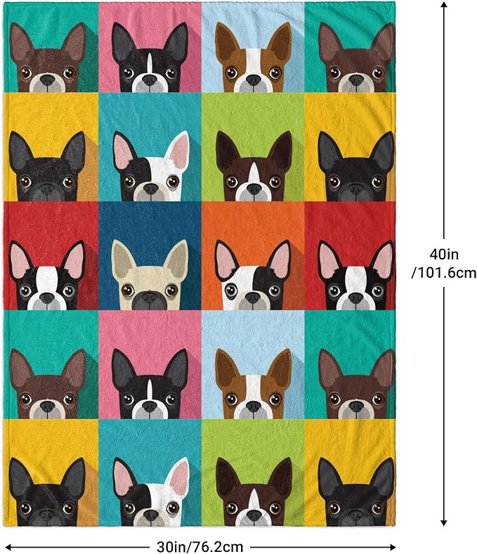 Boston Terrier Baby Blanket 30x40 Inches - Super Soft Flannel Throw Blanket for Infants & Toddlers - Adorable Puppy Blanket for Nursery & Strollers - Cute Boston Terrier Gifts for Dog Lovers