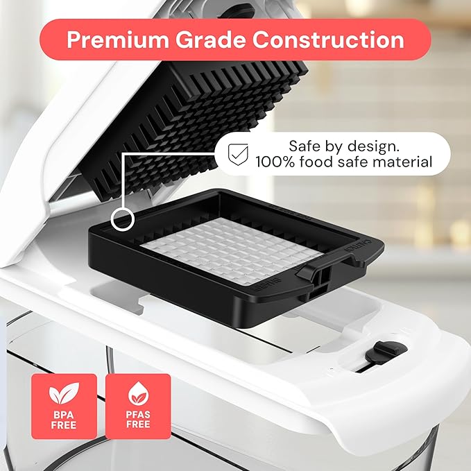 Fullstar Pro Original Vegetable Chopper & Mandoline Slicer Kitchen Gadget | 6 in 1 Veggie Slicer, Onion & Fruit Cutter with Sharp Stainless Steel Blades & Container, All-in-One Meal Prep Tool (White)