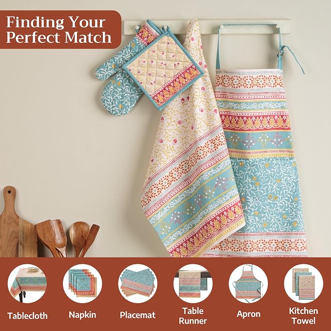 Maison d' Hermine Pot Holders 100% Cotton Potholders (8" x 8", Pack of 2) | Heat Resistant Hot Pads with Loop BBQ Cooking Baking Hotel Kitchen Handling Hot Pans Thanksgiving Christmas - Carpo