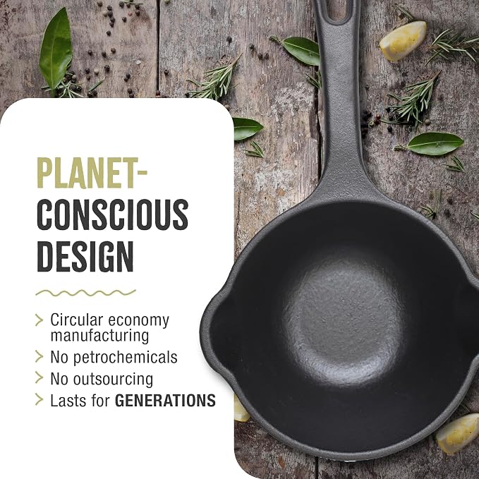 Victoria 0.5-Quart Cast Iron Saucepan, Small Cast Iron Melting Pot Seasoned with Flaxseed Oil, Made in Colombia, Black (Pack of 6)