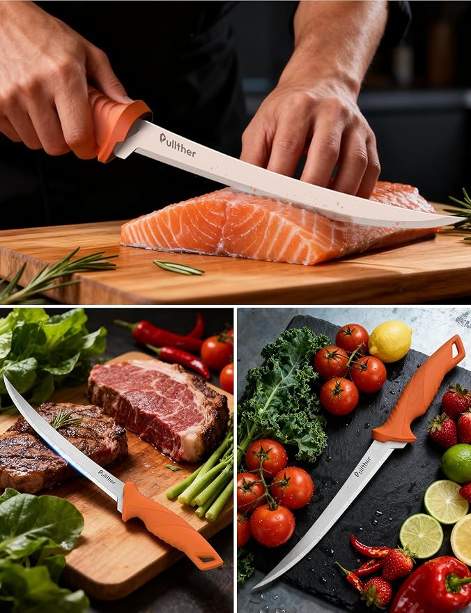 9 In Fillet Knife for fish,Stainless Steel Fishing Knife | Fishing Gear with Protective Sheath