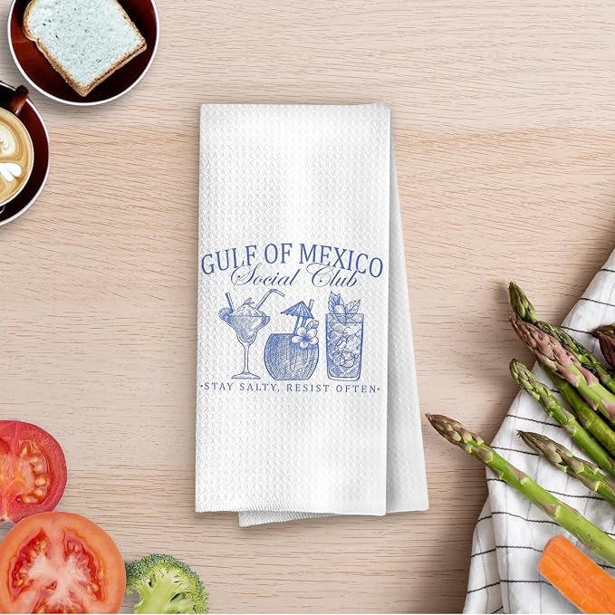 Mexico Political Kitchen Towels - Funny Cocktail Gifts Decorative Waffle Dish Towels, Cocktail Gifts Hand Towel, Mexico Coastal Beach Tea Towel, 16x24 Inches