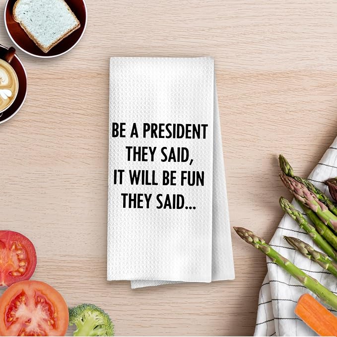Funny Political Kitchen Towels - Political Gifts Decorative Waffle Dish Towels, Funny Hand Towel, House Warming Gifts Tea Towel, 16x24 Inches