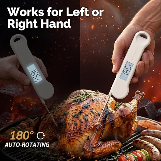 0.5 Sec Instant Read Grill Meat Thermometer Digital Food Cooking BBQ, White