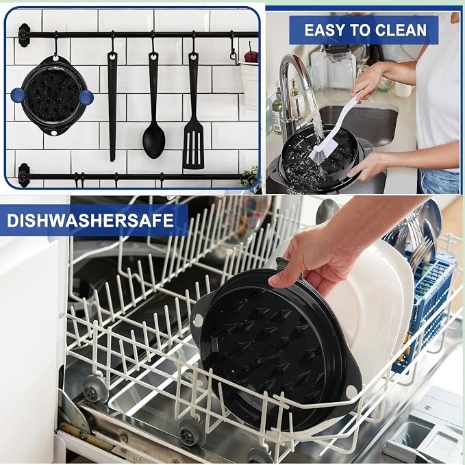 Chicken Shredder Tool Twist Pro - Large Meat Shredder for Chicken Breast, Pulled Pork, Beef with Upgraded Stainless Steel Spikes Wall Mounted Design BPA-Free Kitchen Essentials Gadgets (Blue/Black)