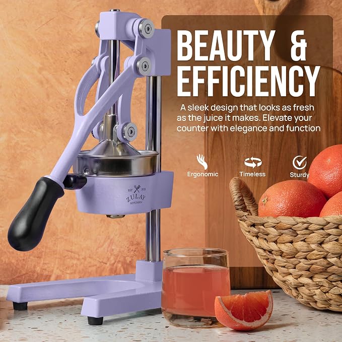 Zulay Kitchen Cast Iron Juicer - Heavy Duty Manual Juicer with Detachable Strainers for Easy Cleaning, Orange Juice Press for Citrus Fruits, Perfect for Bartenders, Juice Lovers & Health Enthusiasts
