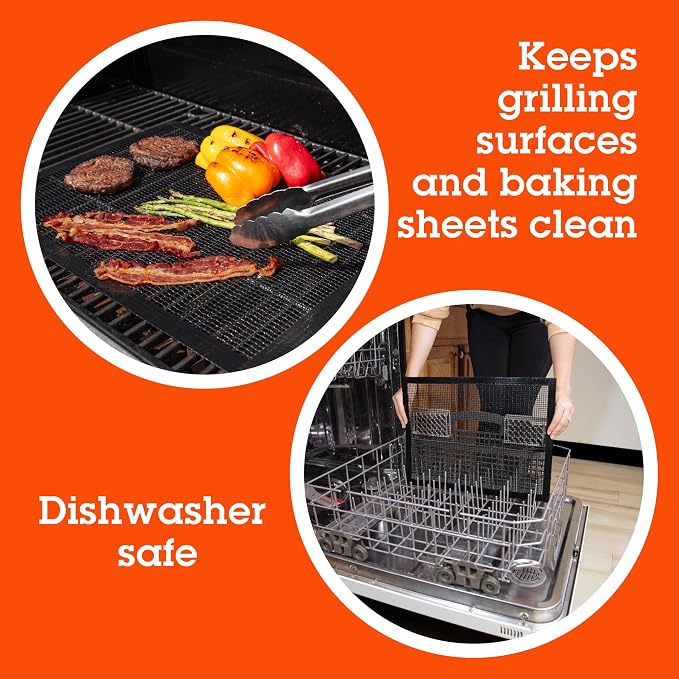Camerons Grilling Mesh 2 Pack (13.25"x18") - Heavy Duty 100% Non-Stick Reusable Cooking Mesh - Use in Outdoor BBQ Grill & Indoor Oven - Heat Safe up to 500° F - Barbecue Grilling Gift for Fathers Day