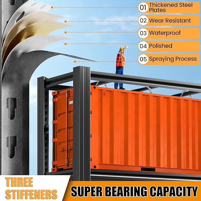 62" H Garage Shelving, Heavy Duty Storage Shelves, Garage Storage Shelves, Adjustable 5 Tier Metal Shelving Unit, Utility Shelves for Warehouse Backyard, 62" H×27.6" W×12" D