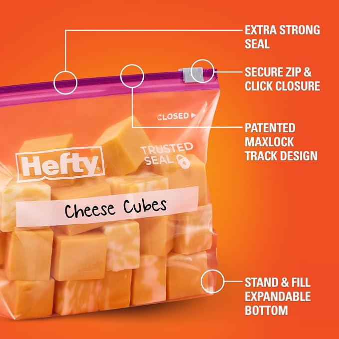 Hefty Slider Storage Bags, Quart Size 78 Count (Pack of 4)