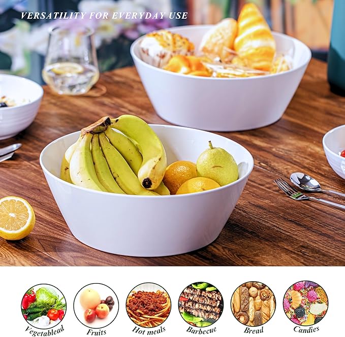 11.5-Inch Melamine Mixing Bowls (Set of 2) - Unbreakable and Reusable Large Serving Bowls, Stackable and Dishwasher-Safe - Versatile for All Meals