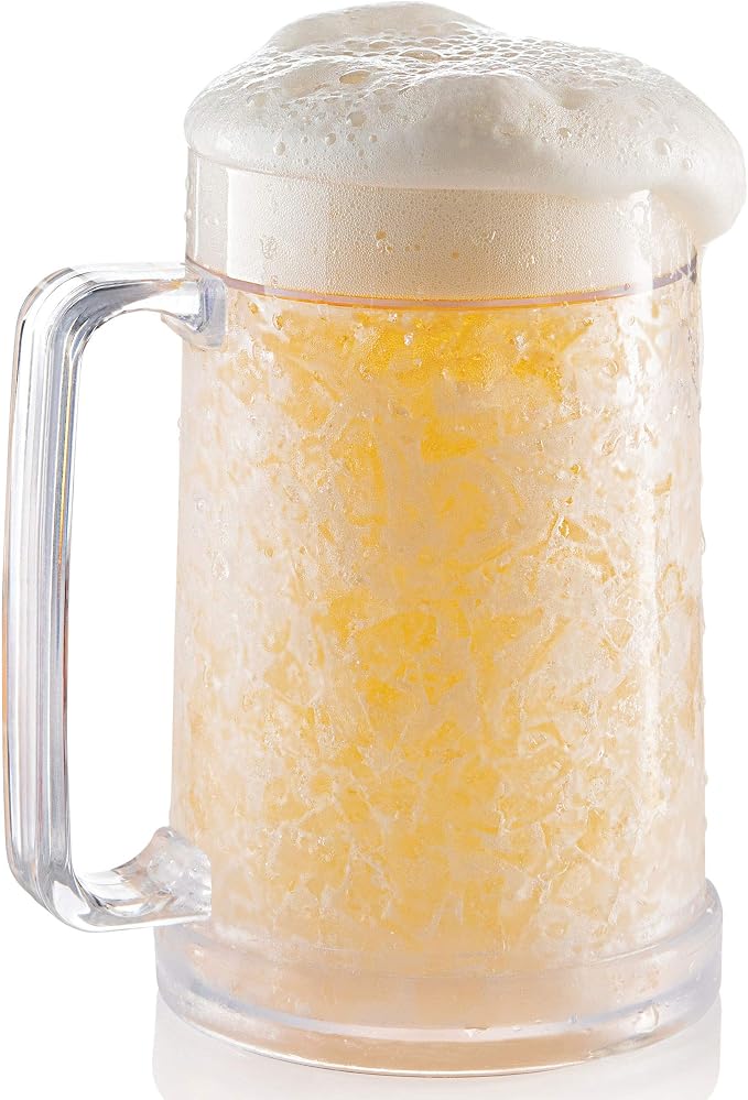 luxail Beer Mugs For Freezer, Double Wall Insulated Plastic Beer Glasses – Freezer Mugs, 16 oz – Perfect Frozen Beer Mugs for Home Bar Accessories, Gifts for Men