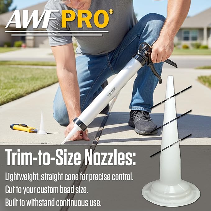 AWF PRO Sausage Caulking Gun 20 oz, 18:1 Thrust Ratio, Pack of 6 | 20 oz Foil Pack and 10 oz Cartridge Convertible, Aluminum Barrel, Includes 3 Tips