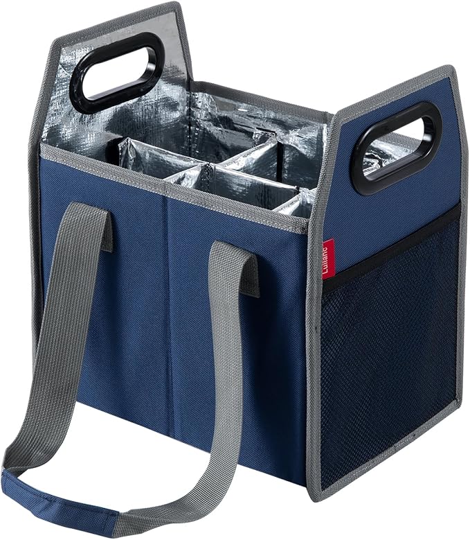 Collapsible 6 Bottle Storage Box Reusable Portable Wine Carrier Case for Tote Bag Moving, Vacation Bottle Caddy Grocery Shopping Wine Tasting Accessory