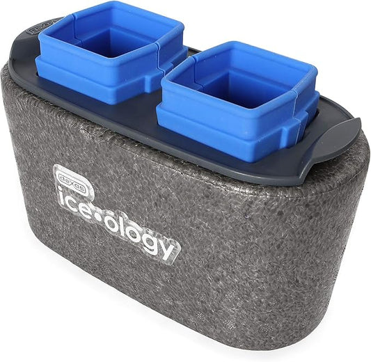 Dexas ice•ology Silicone Clear Ice Maker Tray for Crystal Clear Craft Cocktail Ice, 2 Square Cubes