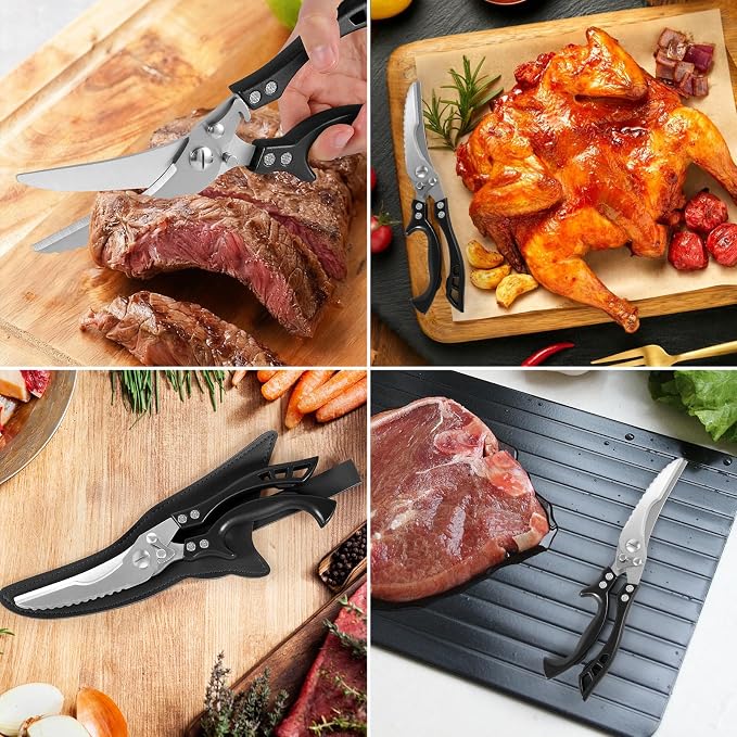 ANDONG Heavy Duty Kitchen Scissors, Professional Poultry Shears, Cooking Utensils, Black