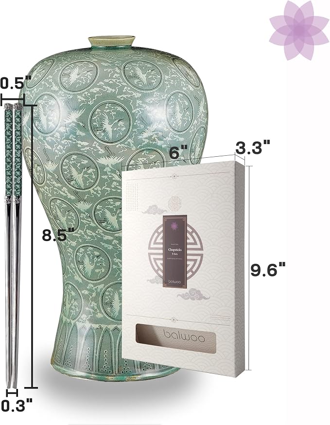 Chopsticks [Made in Korea][5 Sets] 430 Premium Stainless Steel Chopsticks, Mukbang Kitchen Utensil, Cutlery Silverware Stainless Tableware (Goryeo Celadon Blue)