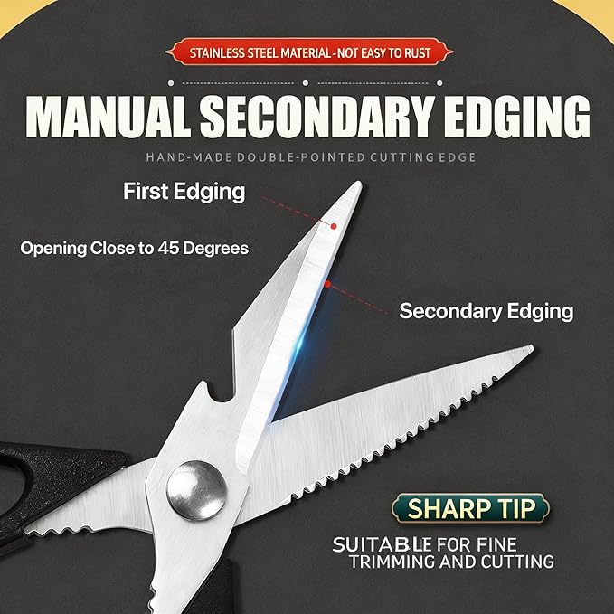 Magnificent Kitchen Scissors Heavy Duty - Multi-Purpose Kitchen Shears for Meat, Poultry, Food - Stainless Steel Cooking Scissors - Dishwasher Safe Culinary Shears