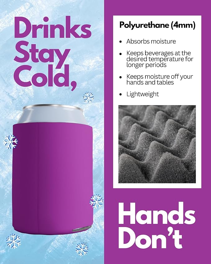 PartyPrints 200 Pack Raspberry Blank Can Cooler Sleeves, Customizable Bulk Insulated Foam for Beer, Collapsible Plain Drink Holder, Cold Soda Insulator, 12oz Regular, 16oz Tall Cans