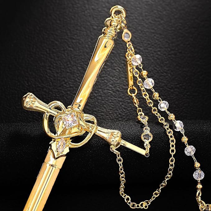 Sword Tassels Hair Pins for Women - Gold Long Ancient Style Tassels Metal Chopsticks Chinese Hair Sticks Pin Decorative Gold Medieval Renaissance Chinese Hair Accessories for Women Jewelry