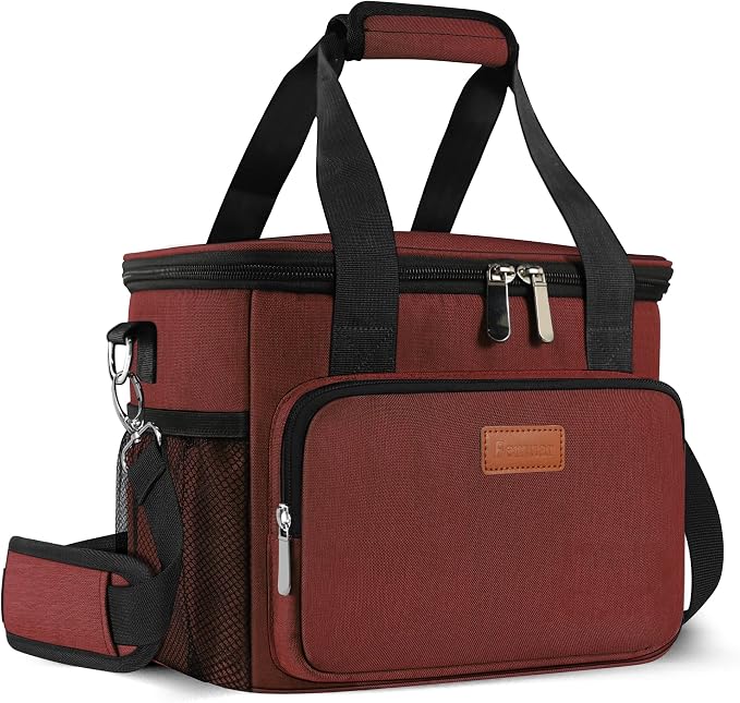 Lunch Bags for Women/Men, Insulated Lunch Bag for Work Office Picnic - Large Lunch Cooler Bag Leakproof Lunch Box with Adjustable Shoulder Strap for Adults - Red(15L)