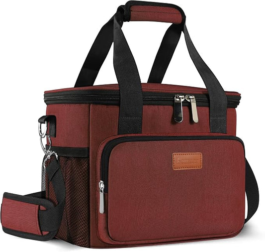 Lunch Bags for Women/Men, Insulated Lunch Bag for Work Office Picnic - Large Lunch Cooler Bag Leakproof Lunch Box with Adjustable Shoulder Strap for Adults - Red(15L)