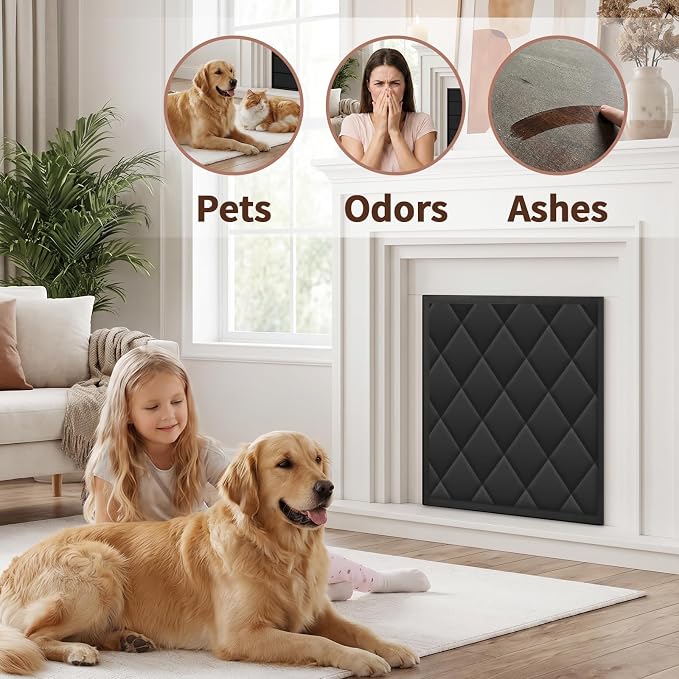 Magnetic Fireplace Draft Cover, Fireplace Blocker Blanket Save Energy, Indoor Fireplace Draft Stopper for Winter Heat Loss and Summer Cooling, Fireplace Insulation Cover for Iron Frame 36 x 24