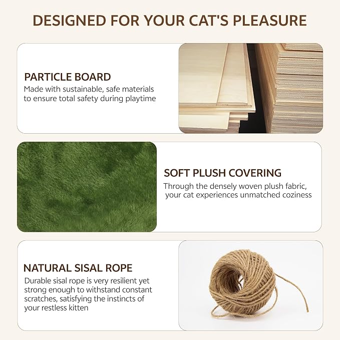 Cat Wall Furniture, 9 in 1 Cat Wall Shelves Set with Bridge, Beige | Wall Mounted Cats Shelf for Space-Saving, Multi-Level Cat Climbing Systems for 16 Inch Drywall, with Scratching Posts, Condos