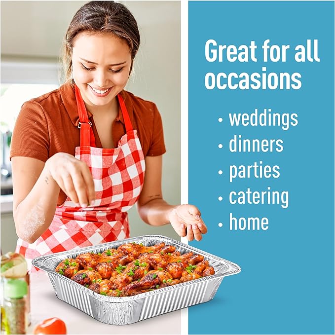 Disposable Aluminum Foil Pans with Lids, 20-Piece Combo Set, 9x13 & 8x8