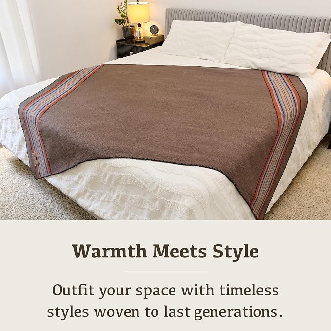 Chubbuck 100% Wool Blanket Camping (60" x 84") - Large Warm Blankets for Camping, Emergency, Outdoor Concerts and Home Use - Fire Retardant Blanket, Soft and Warm Blankets for Winter (Forest)
