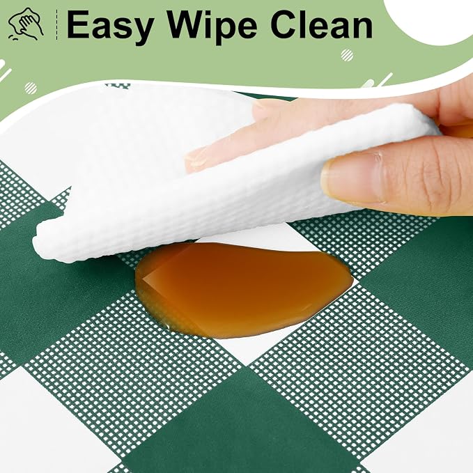 6 Packs Buffalo Disposable Table Cloth, 54 x 108 Inch Waterproof Plastic Tablecloth, Rectangle Hunter Green and White Checkered Table Covers for Picnic, Birthday, Party, Back to School