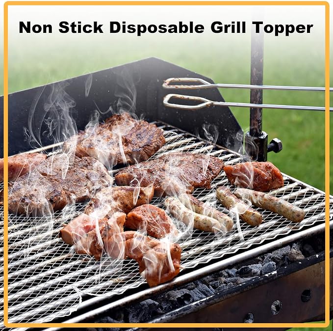 Grill Topper Set of 20,16x12 Disposable Grill Topper,Non-Stick Aluminum Grilling Mats for Outdoor, Easy to Clean Disposable Liners for Outdoor Smoker