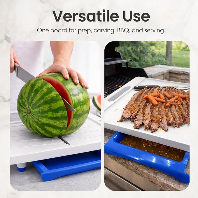 Large Cutting Board - XL Meal Prep System with Juice Groove, Spikes, Drip Tray & Removable BPA Free Cutting Board - Patented Multi-Feature Design Carving Board - BBQ Essential & Kitchen Gifts